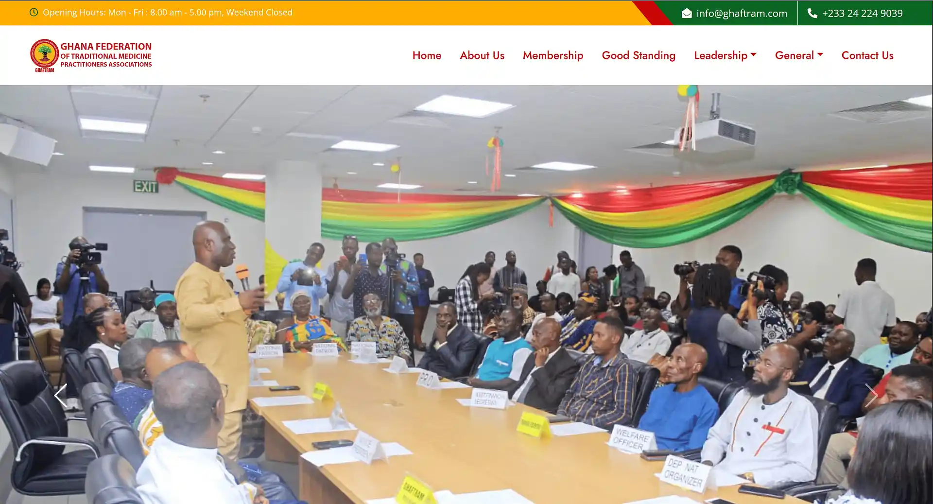 Ghaftram association of traditional healers website homepage showing member management interface